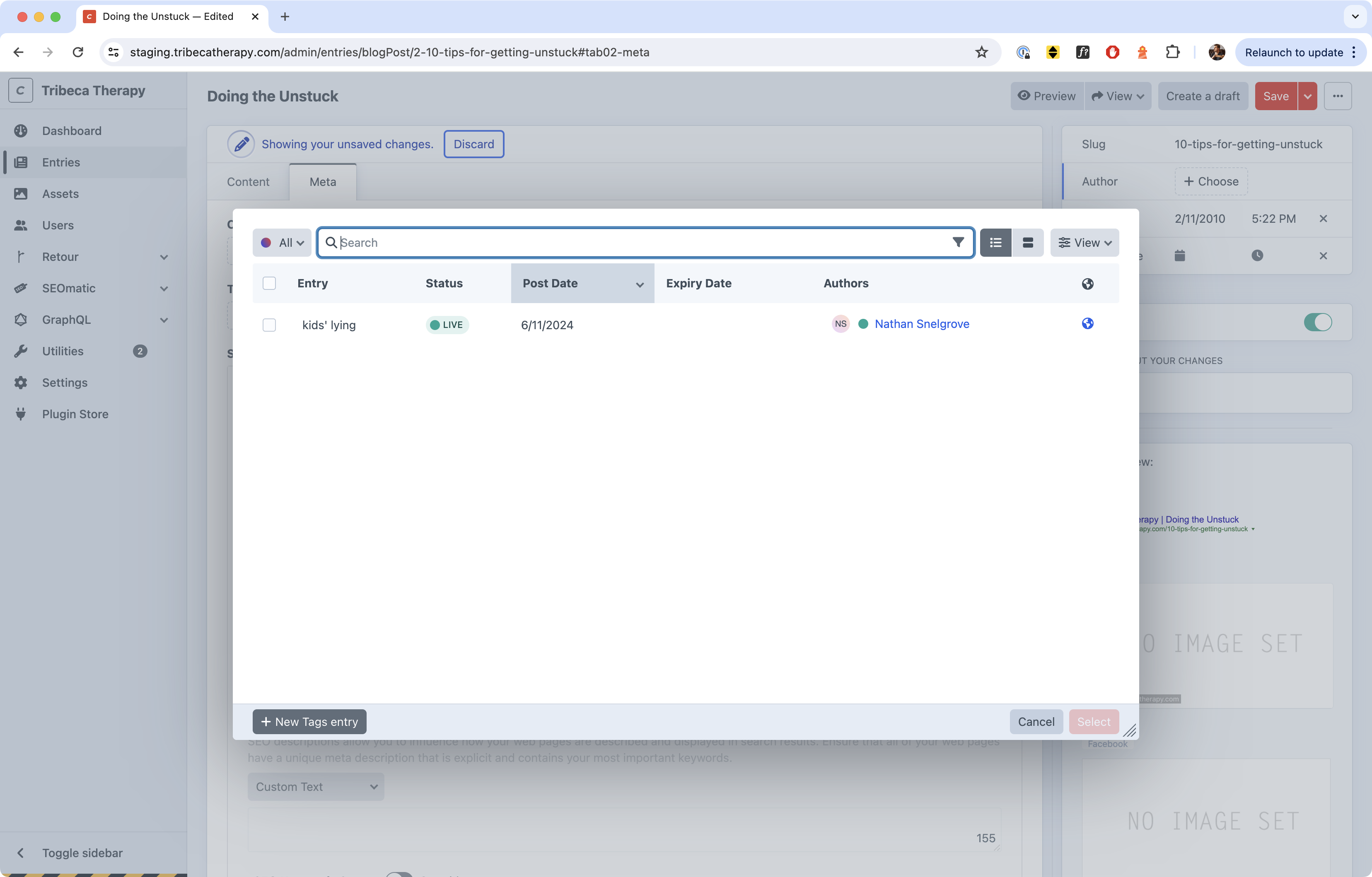 Add existing categories or tags