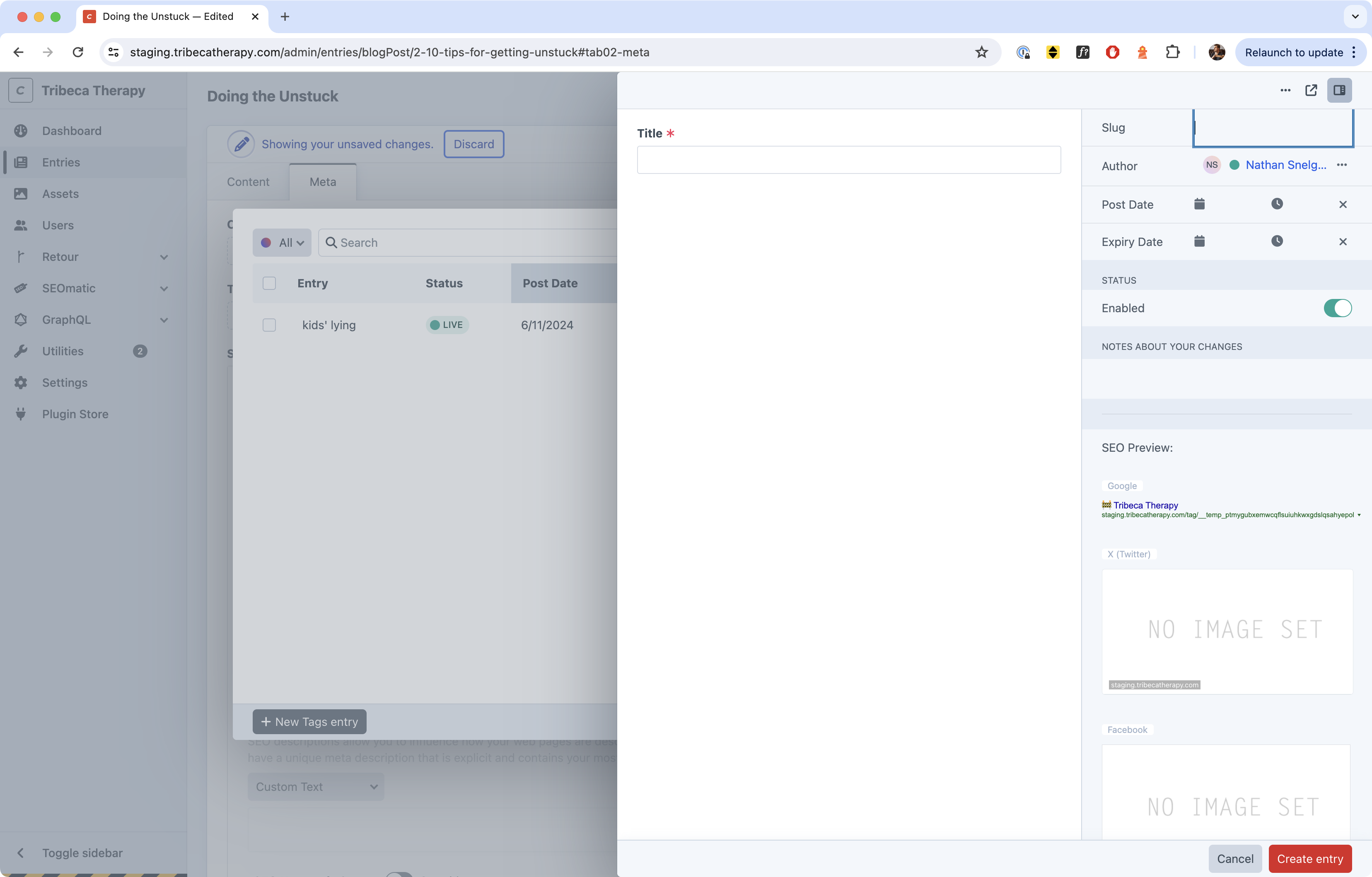 Add category or tag panel